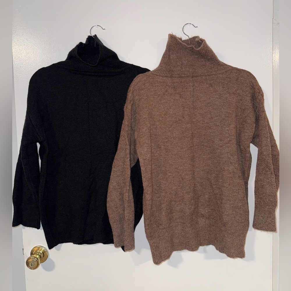 Women's Black and Brown Turtleneck Sweater Bundle